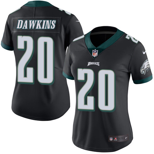 Women's Limited Brian Dawkins Nike Jersey Black - #20 Rush NFL Philadelphia Eagles